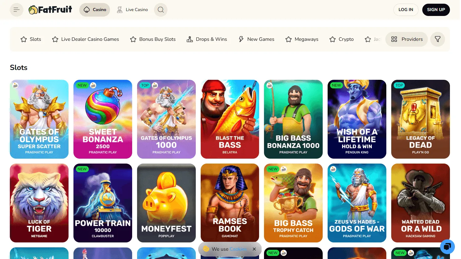 Fatfruit Casino desktop casino game interface